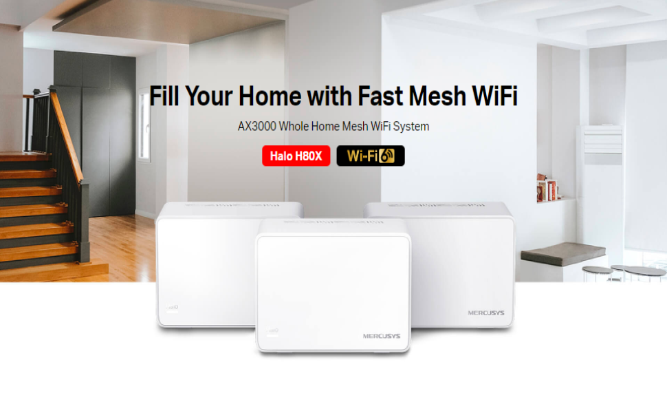 TP-Link Mercusys Halo H80X(3-PACK) AX3000 Mbps Menzil Genişletici