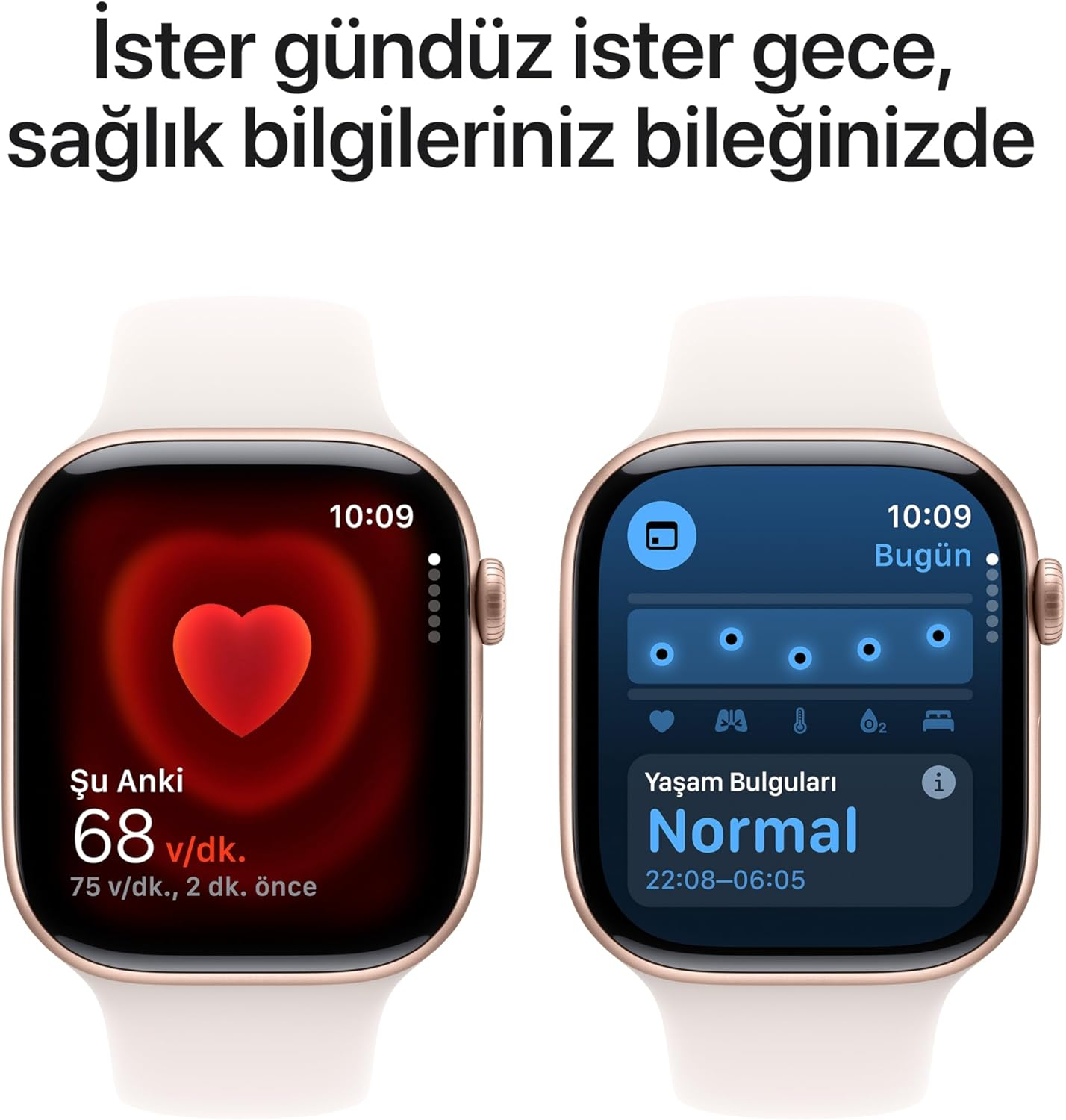 Apple Watch Series 10 GPS 46 mm Roze Altın Rengi Alüminyum Kasa ve Bulut Pembesi Spor Kordon - M/L (MWWU3TU/A)