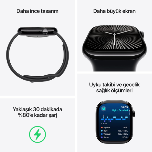 Apple Watch Series 10 GPS 46 mm Roze Altın Rengi Alüminyum Kasa ve Bulut Pembesi Spor Kordon - M/L (MWWU3TU/A)