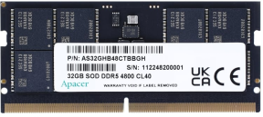 Apacer 32 GB 1x32GB 5600Mhz SODIMM CL40 DDR5 Notebook Ram (FS.32G2C.PKH)