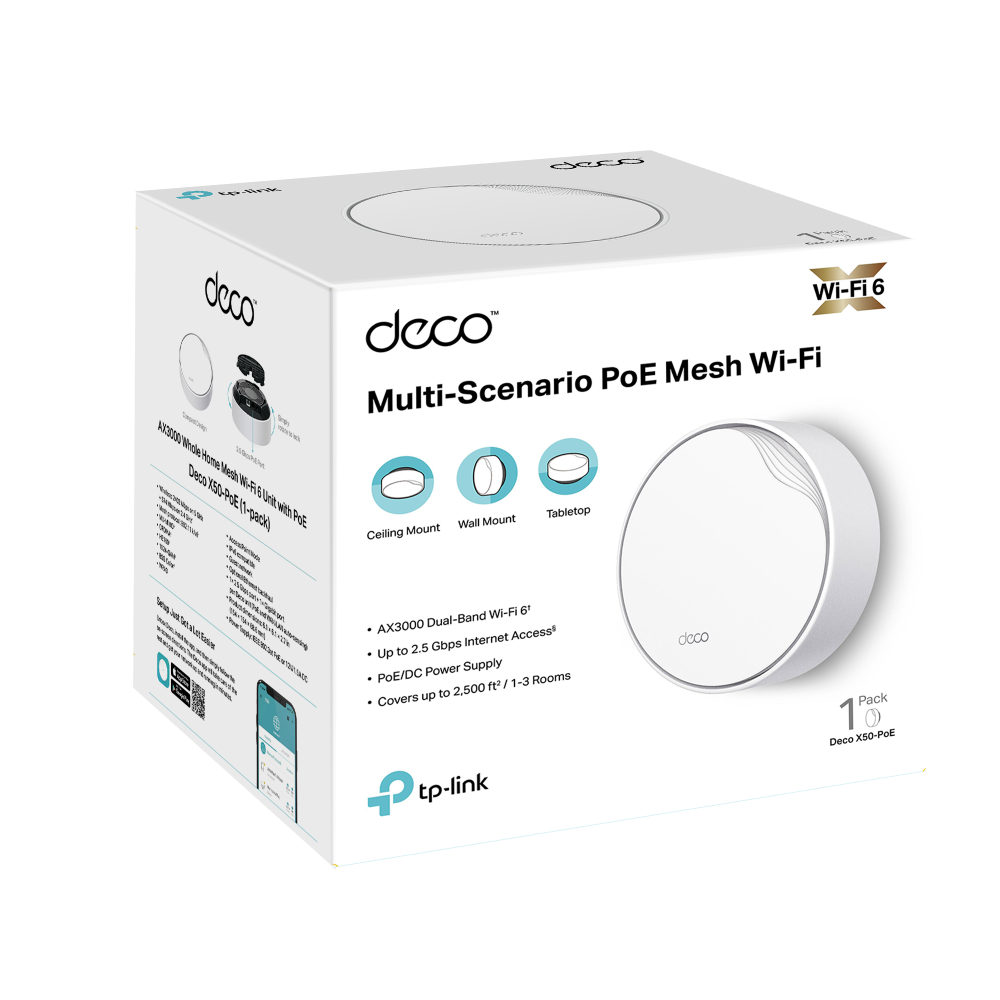 TP-Link Deco X50-PoE AX3000 Mbps PoE Ev Mesh Wi-Fi 6 Sistemi