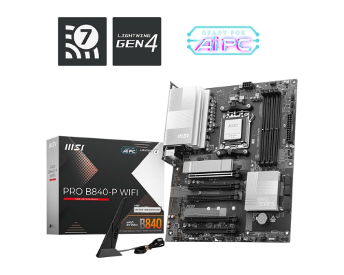 MSI PRO B840-P WIFI AM5 DDR5 8000MHZ(OC) ATX Gaming (Oyuncu) Anakart