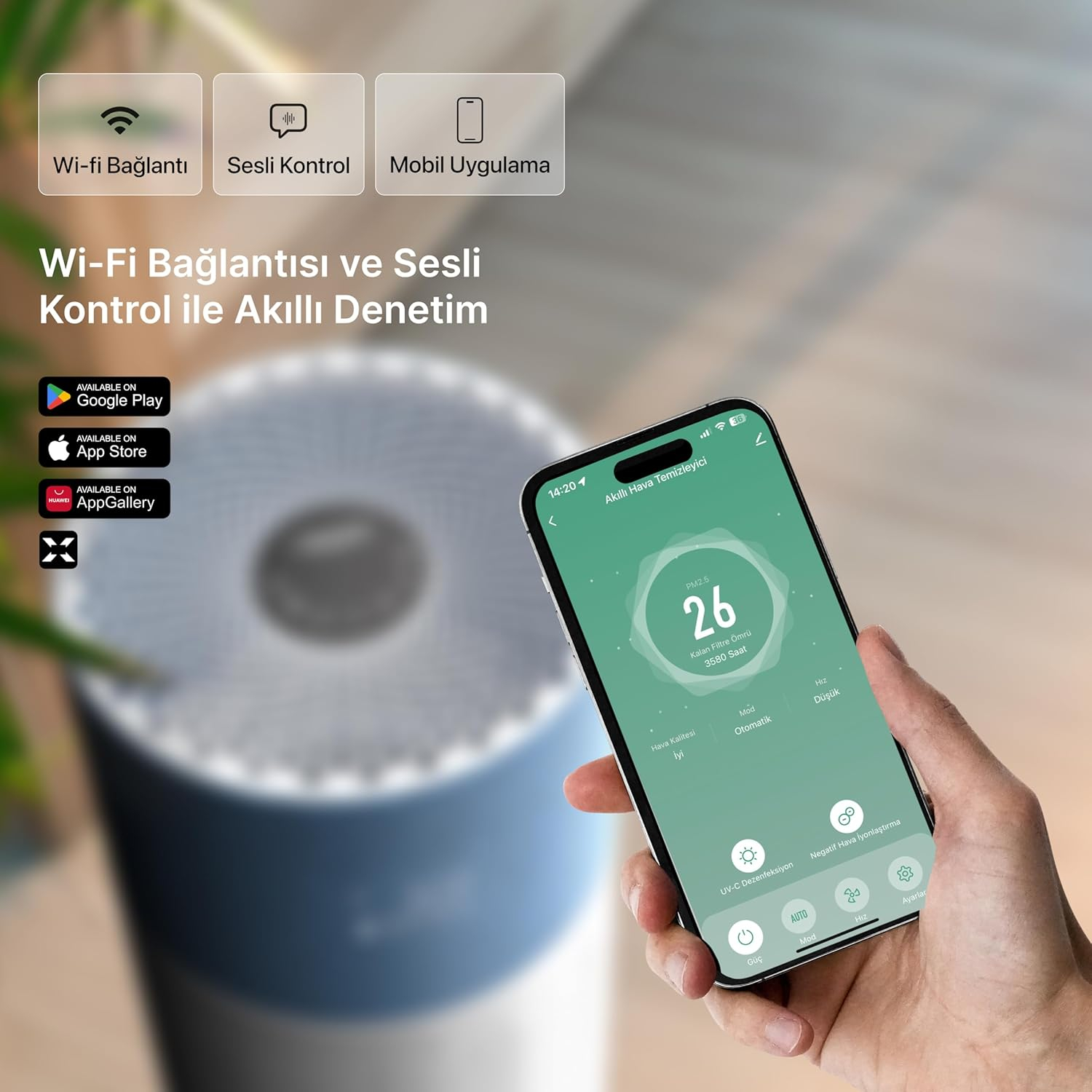Xenon Smart X7420_M2 Akıllı Hava Temizleyici Mavi