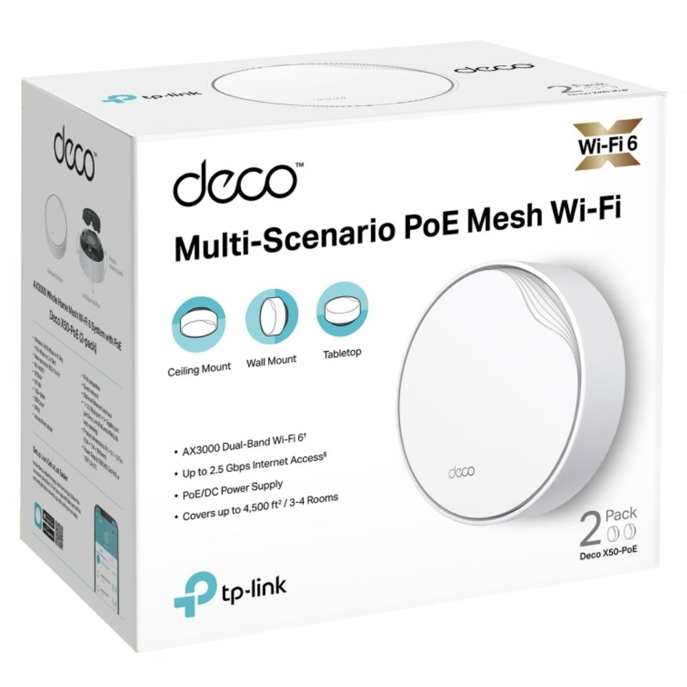TP-Link Deco X50-PoE AX3000 Mbps PoE Ev Mesh Wi-Fi 6 Sistemi (İkili)