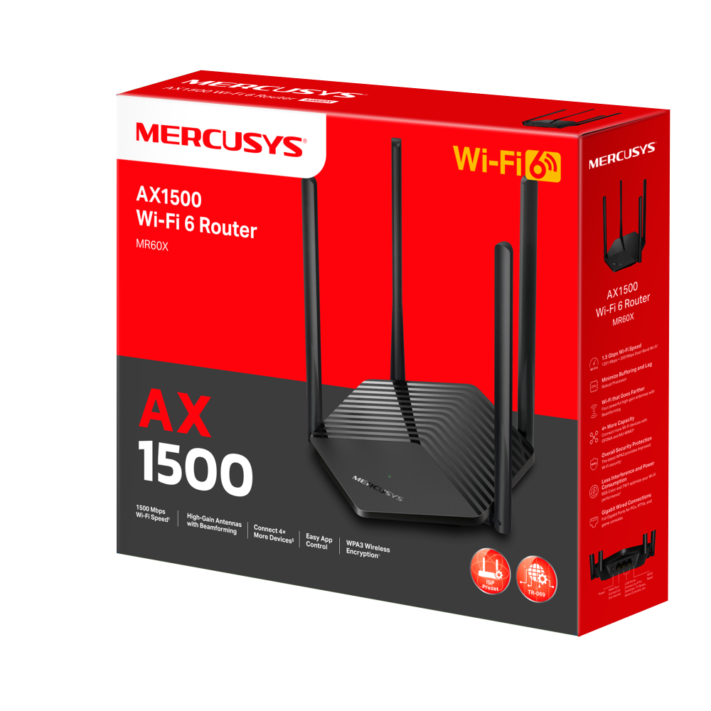 Mercusys MR60X 3 Port AX1500 Wi-Fi 6 Router