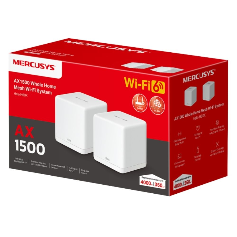 Mercusys Halo H60X AX1500 Tüm Ev Mesh Wi-Fi 6 Sistemi (İkili)