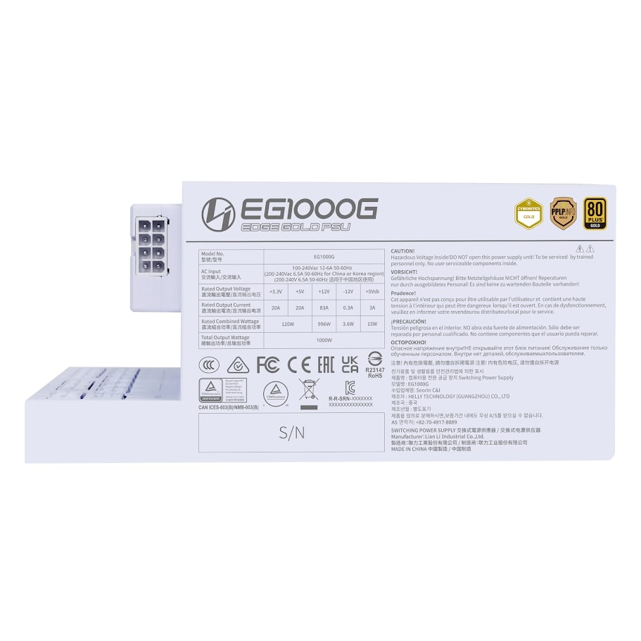 Lian Li Edge1000 Beyaz 1000W 80+ Gold ATX Power Supply