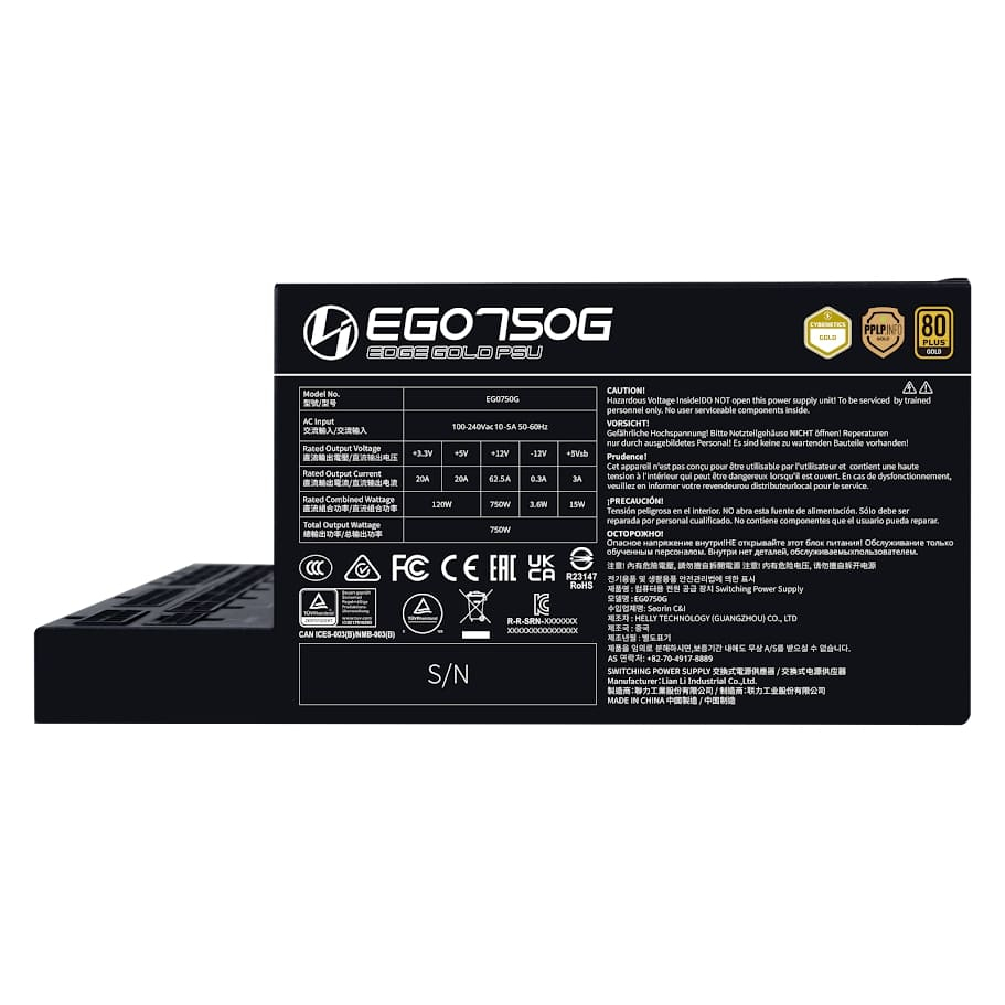Lian Li Edge750 Siyah 750W 80+ Gold ATX Power Supply (G9P.EG0750G.B000.EU)