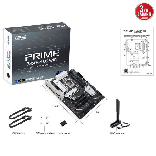 ASUS PRIME B860-PLUS WIFI Intel B860 Soket 1851 8200+(OC)MHz mATX Gaming (Oyuncu) Anakart