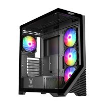 VENTO VG4202FL 4x120mm Rainbow RGB Fan USB 3.0 Temperli Cam Siyah Gaming (Oyuncu) Kasa