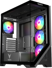 VENTO VG4202FL FSP 750W GEN5 4x120mm Rainbow RGB Fan USB 3.0 Temperli Cam Siyah Gaming (Oyuncu) Kasa