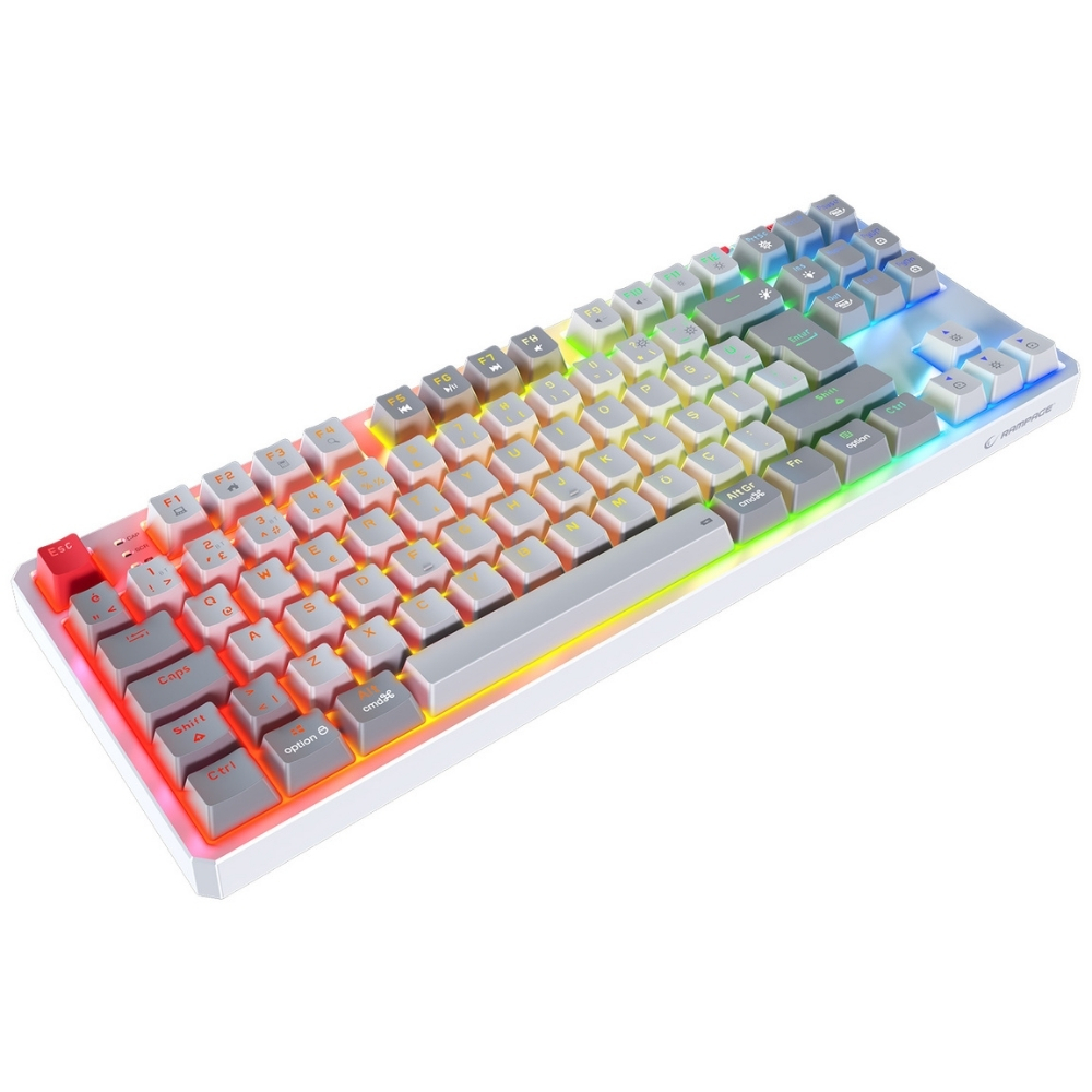 Rampage Yoru Pro TKL Beyaz/Gri RGB Outemu Red Switch Kablosuz Mekanik Gaming (Oyuncu) Klavye