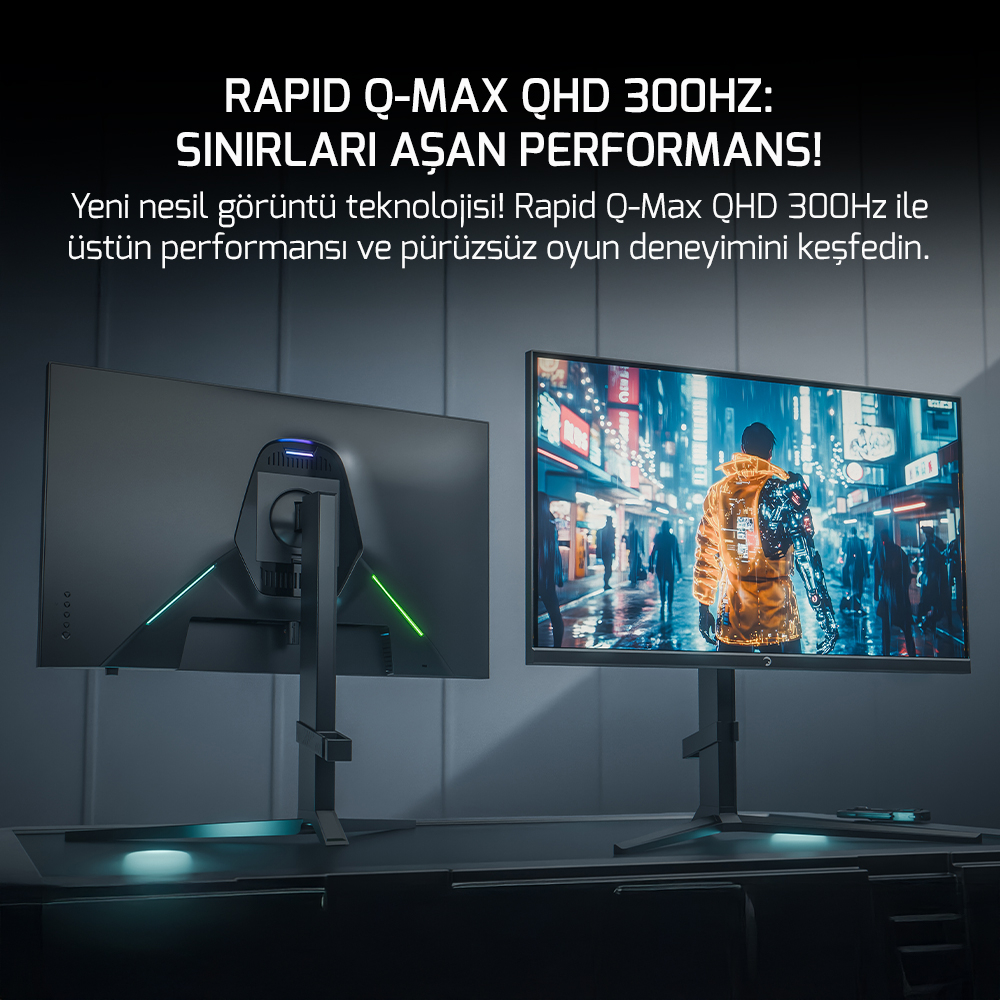 GamePower Rapid Q-MAX 27″ 0.5ms QHD 300Hz Fast IPS 10 Bit RGB Pivot Speaker Gaming Monitör (Sıfır Ölü Piksel Garantili)