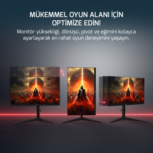 GamePower Rapid Q-MAX 27″ 0.5ms QHD 300Hz Fast IPS 10 Bit RGB Pivot Speaker Gaming Monitör (Sıfır Ölü Piksel Garantili)