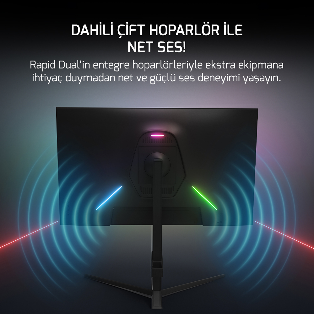 GamePower Rapid Q-MAX 27″ 0.5ms QHD 300Hz Fast IPS 10 Bit RGB Pivot Speaker Gaming Monitör (Sıfır Ölü Piksel Garantili)