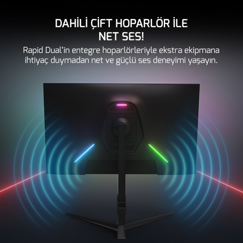 GamePower Rapid Q-MAX 27″ 0.5ms QHD 300Hz Fast IPS 10 Bit RGB Pivot Speaker Gaming Monitör (Sıfır Ölü Piksel Garantili)