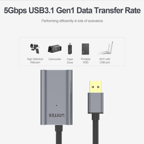 Unitek USB 3.0 Uzatma Kablosu 10Mt USB 3.0 to USB 3.0 (Y-3005)