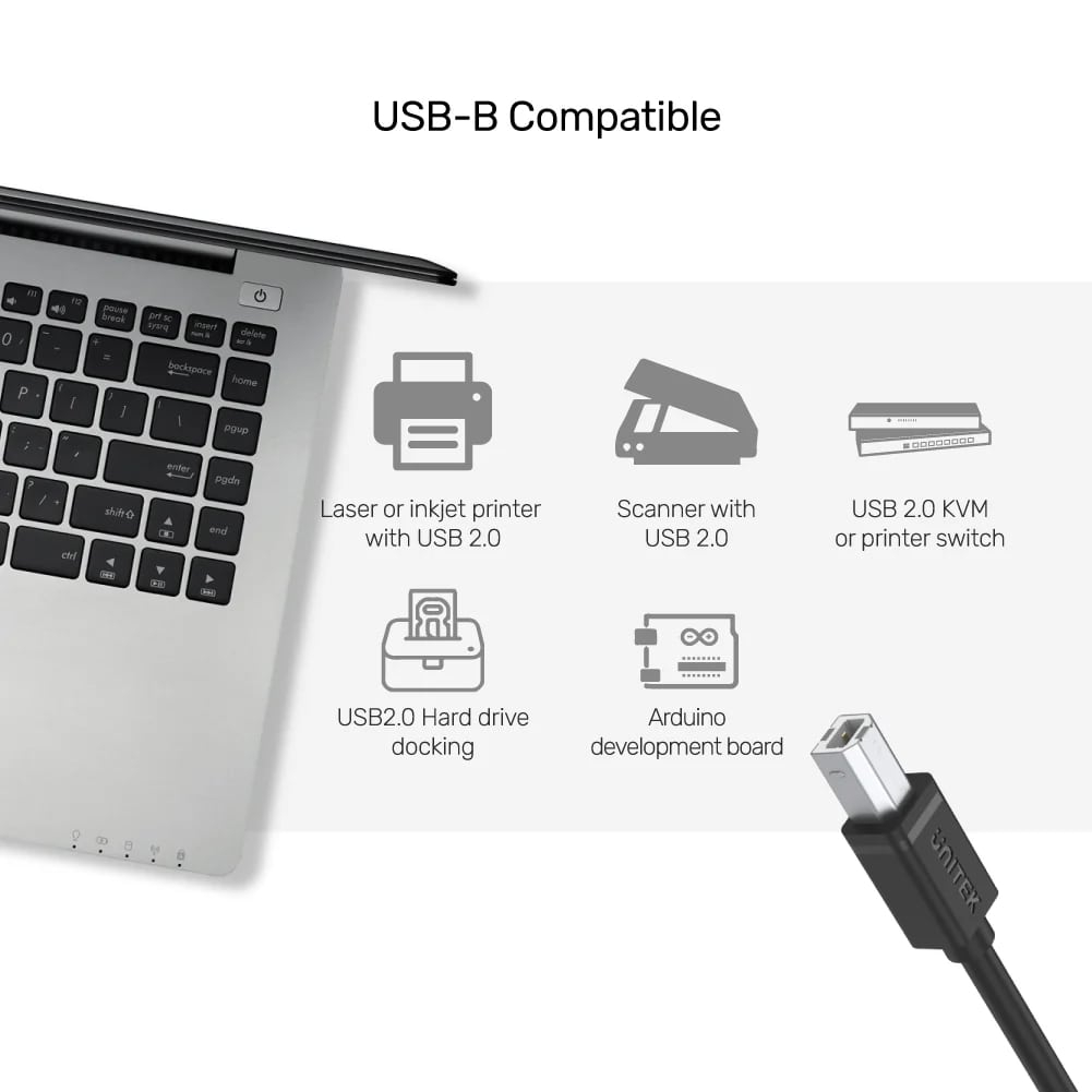 Unitek USB 2.0 to USB B 3Mt Yazıcı Kablosu (Y-C420GBK)