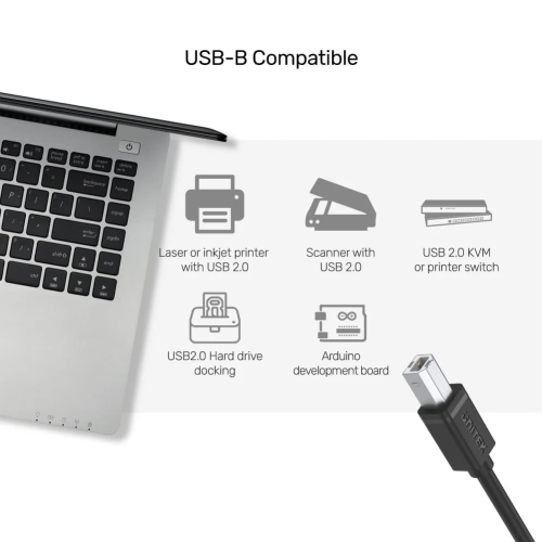 Unitek USB 2.0 to USB B 3Mt Yazıcı Kablosu (Y-C420GBK)