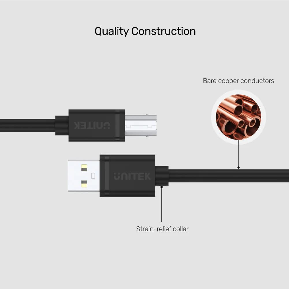 Unitek USB 2.0 to USB B 2Mt Yazıcı Kablosu (Y-C4001GBK)