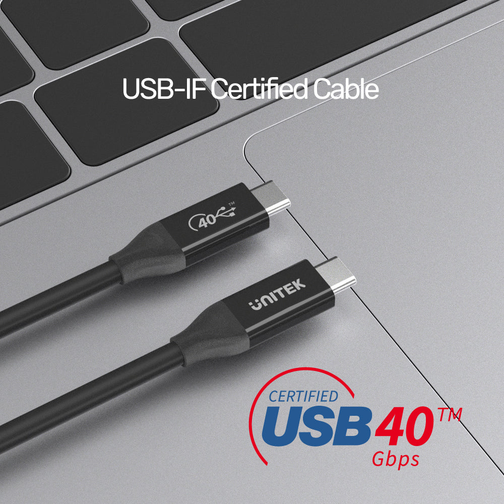 Unitek Type-C to Type-C USB4 Thunderbolt 0.8Mt (8K60Hz ve 40Gbps Görüntü Aktarımı) Hızlı Şarj Kablosu (C14100BK-0.8M)