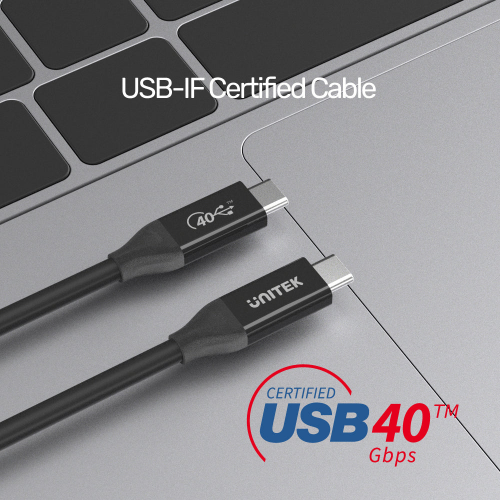 Unitek Type-C to Type-C USB4 Thunderbolt 0.8Mt (8K60Hz ve 40Gbps Görüntü Aktarımı) Hızlı Şarj Kablosu (C14100BK-0.8M)