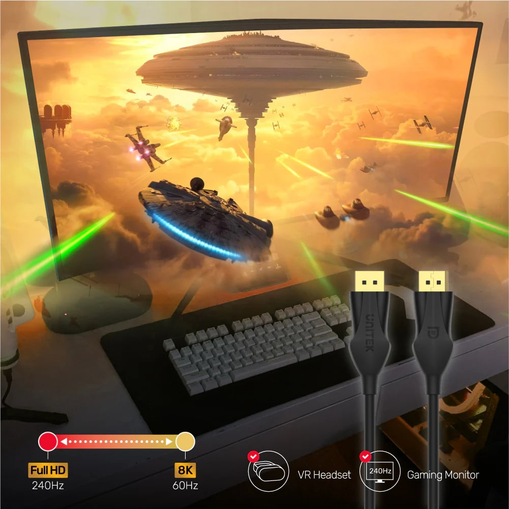 Unitek Displayport Kablo v1.4 8K 2Mt (C1624BK-2M)