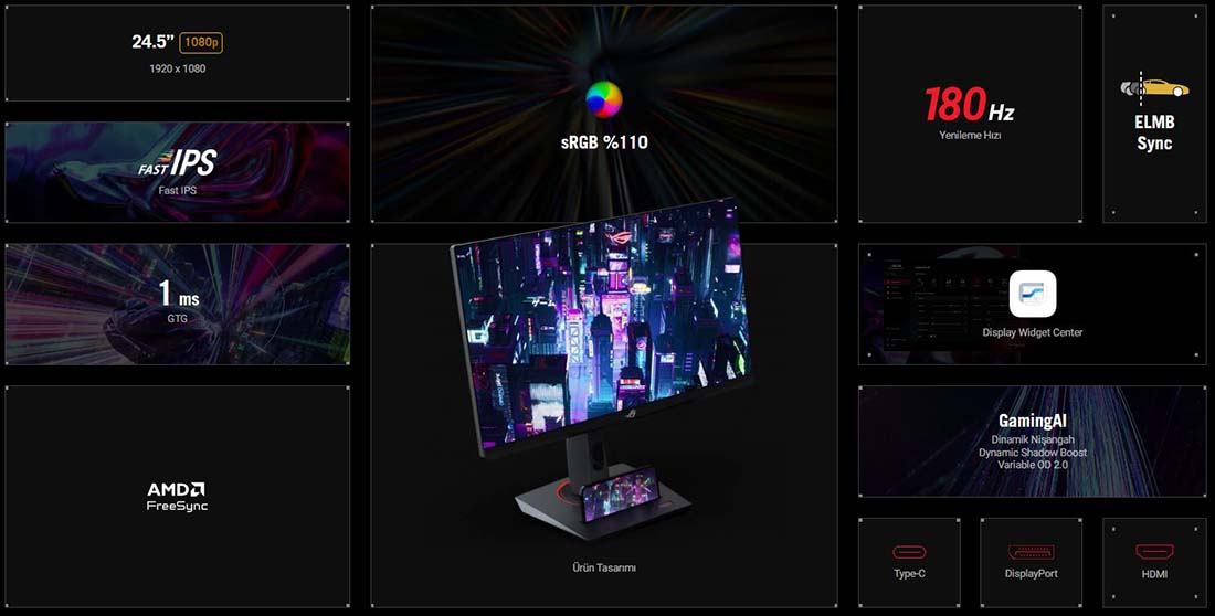 ASUS ROG Strix XG259CS 24.5″ 180Hz 1ms FHD AdaptiveSync IPS Gaming (Oyuncu)  Monitör