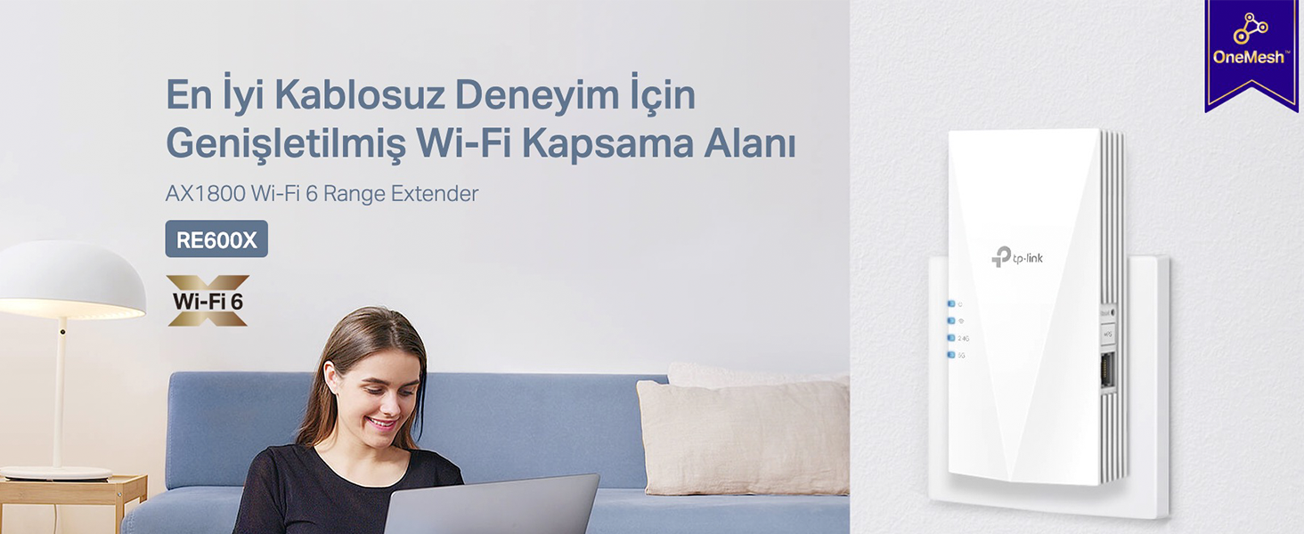 TP-Link RE600X AX1800 Dual Band Gigabit Port Wi-Fi 6 Menzil Genişletici