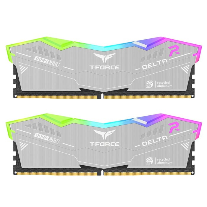 Team T-Force DELTA RGB ECO SİLVER 64 GB (2X32GB) 6000 MHz DDR5 CL38 Beyaz Gaming Ram (FF2D564G6000HC38JDC01)