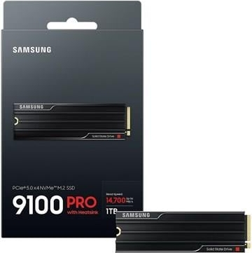 Samsung 9100 PRO w/Heatsink MZ-VAP1T0CW 1TB 14700-14800MB/s PCIe NVMe M.2 SSD Disk