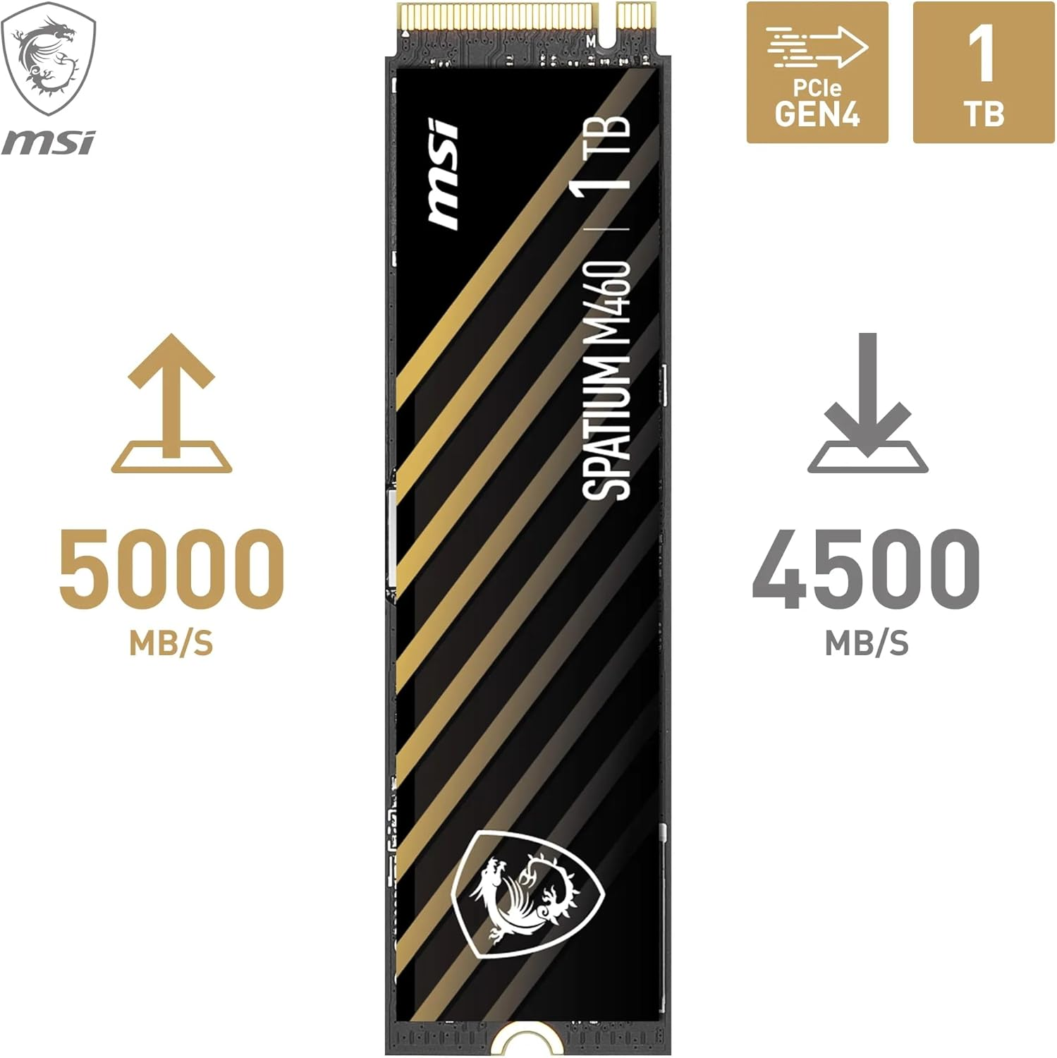 MSI Spatium M460 1TB 5000/4500MB/s PCIe 4.0 NVMe M.2 SSD Disk