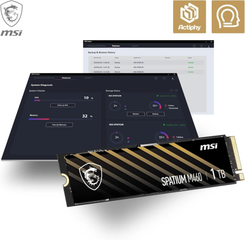 MSI Spatium M460 1TB 5000/4500MB/s PCIe 4.0 NVMe M.2 SSD Disk