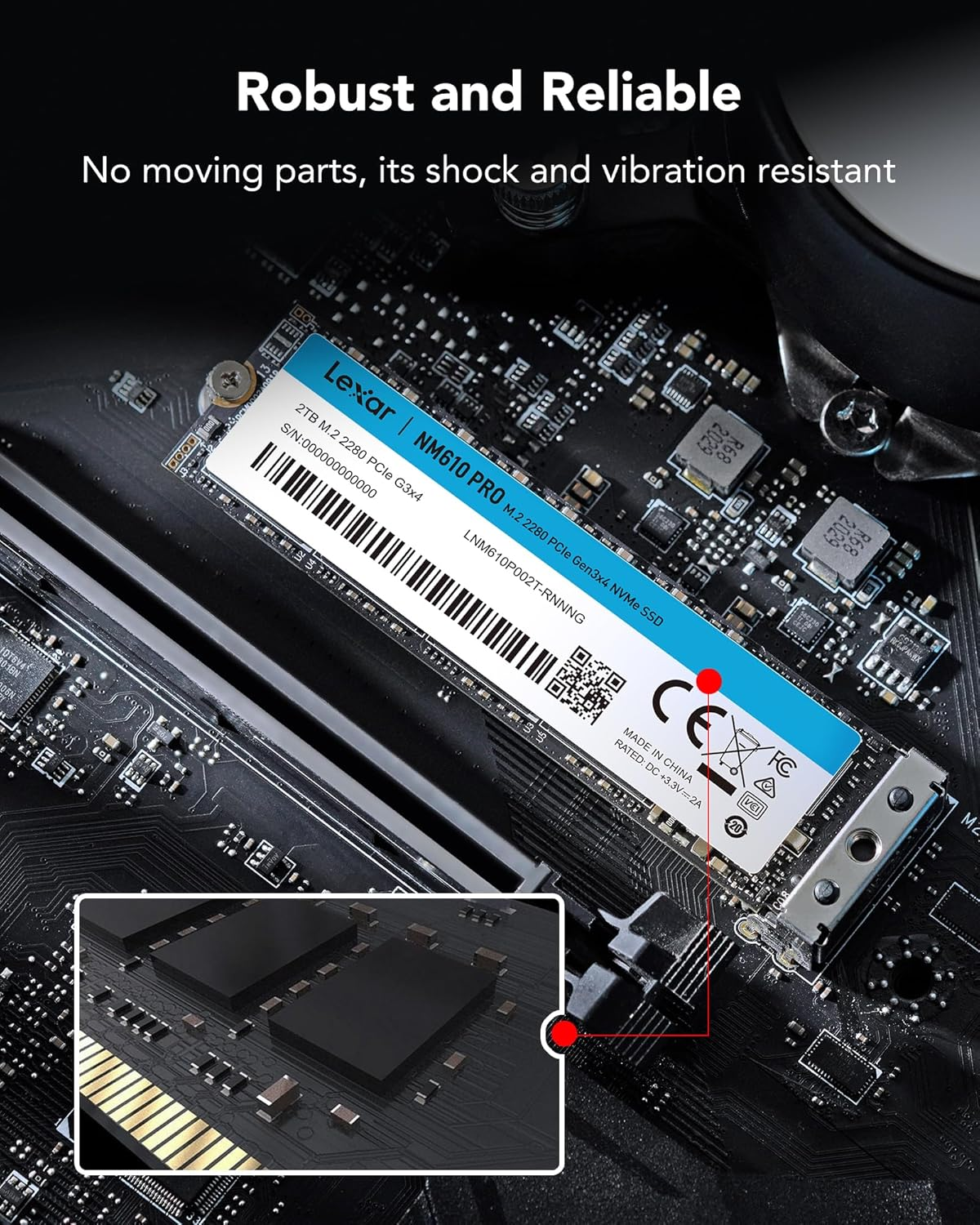 Lexar NM610PRO 500GB Gen3x4 3300/1700MB/sn NVMe PCIe M.2 SSD Disk (LNM610P500G-RNNNG)