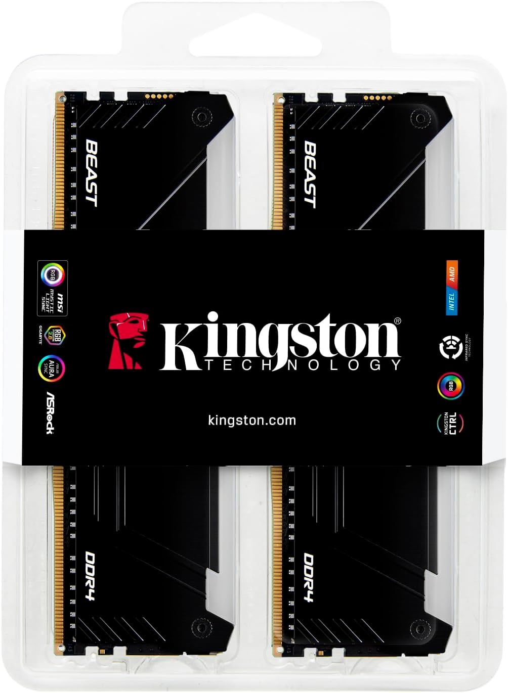 Kingston Beast KF432C16BB2AK2/64TR RGB 64GB (2x32) DDR4 3200Mhz CL16 Siyah Gaming RAM (Bellek)