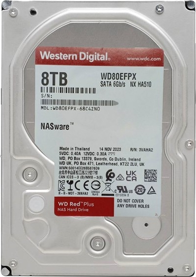 WD Red Plus WD80EFPX 8TB 5640RPM 256MB SATA3 Harddisk