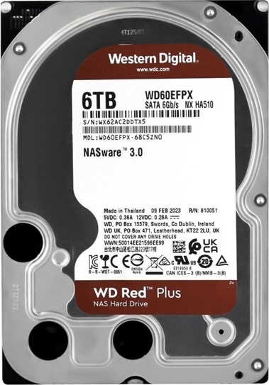 WD Red Plus WD60EFPX 6TB 5400RPM 256MB SATA3 Harddisk