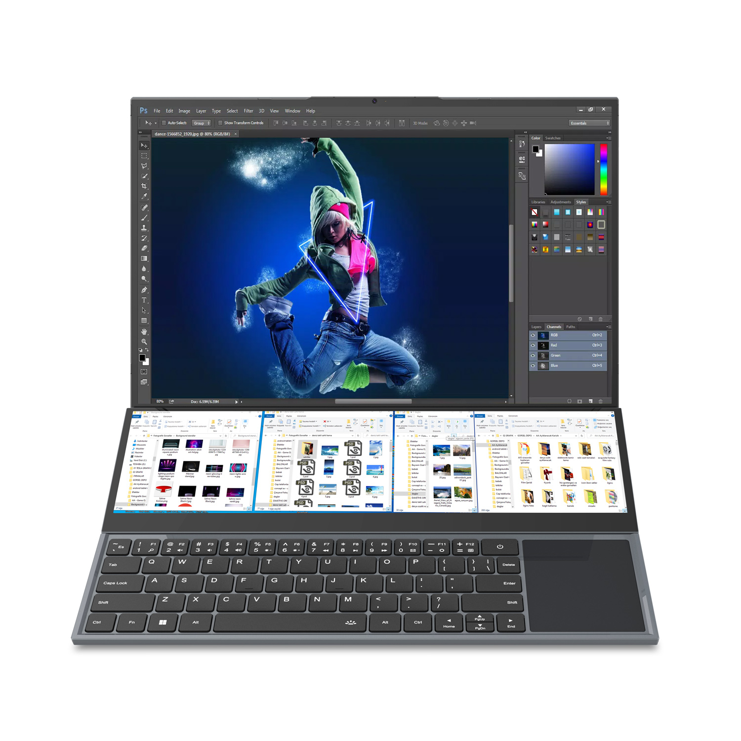 Quadro DS3211N Intel Core i7 10870H 32GB 1TB SSD Freedos 16″ Type-C ÇİFT EKRAN Taşınabilir Bilgisayar