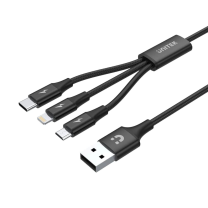 Unitek USB-A to 3in1 Hızlı Şarj Destekli 2.4A 1.2Mt Çoklu Şarj Kablosu (C14049BK)