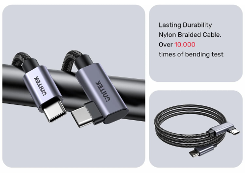 Unitek Type-C to Type-C (100W) 3Mt 90° Açı Hızlı Şarj Kablosu (C14123BK-3M)