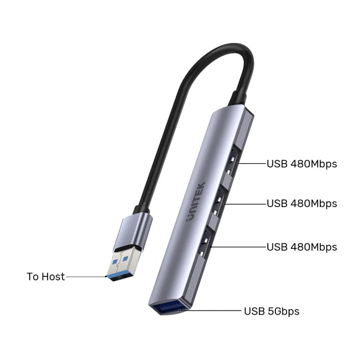Unitek Type-A to 1 USB 3.0 - 3 USB 2.0 PORT USB Dönüştürücü (H1208A)