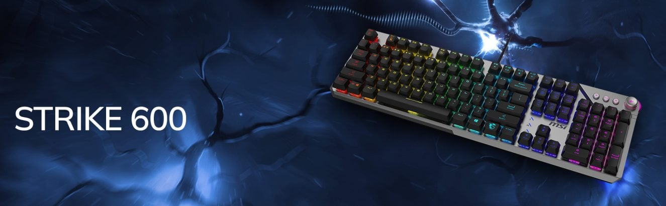 MSI STRIKE 600 Kailh Midnight Pro Silent Tactile Switch RGB Hotswap Mekanik Klavye