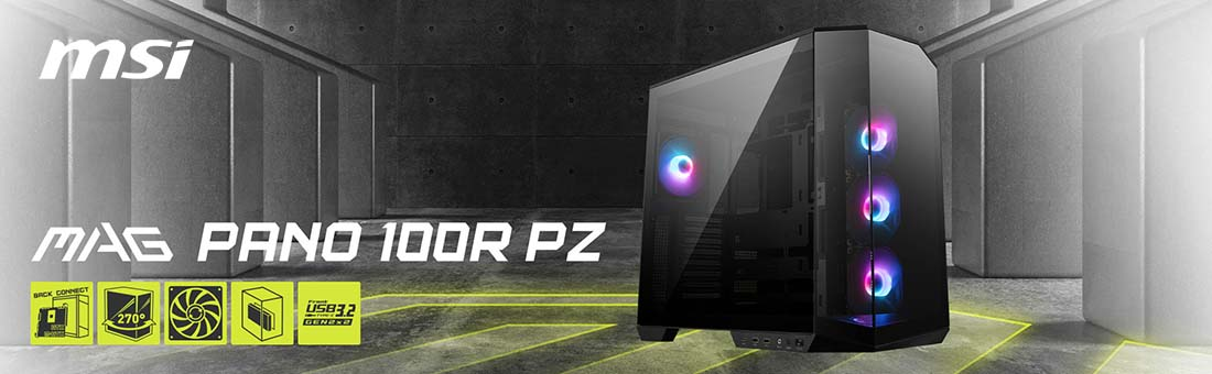 MSI MAG PANO 100R PZ Black 4x120mm ARGB Fan USB 3.2 Micro-ATX Tower Gaming (Oyuncu) Kasa