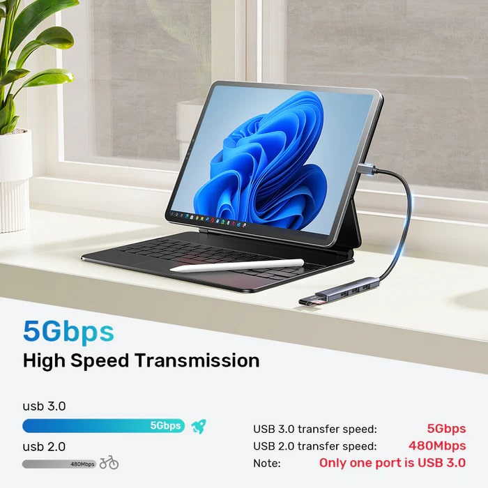 Unitek Type-C to 4 Port 1 USB 3.0 - 3 USB 2.0 Çoklayıcı (H1208B)