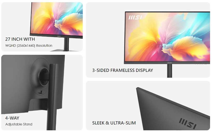 MSI Modern MD272QXP 27'' 2560x1440 1ms 100Hz Anti-Glare Pivot IPS Monitör  