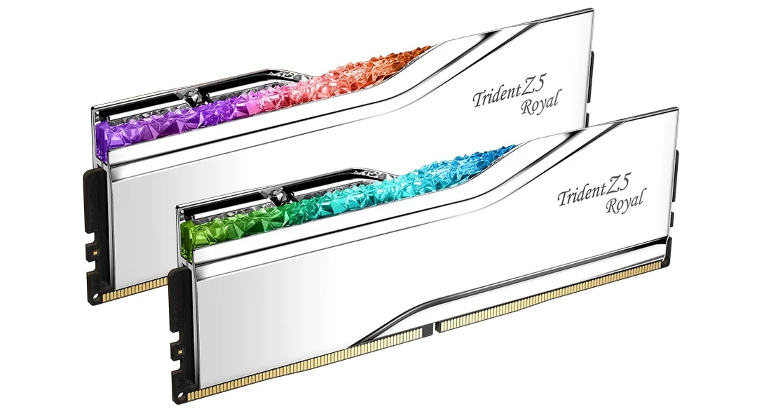 GSKILL Trident Z Royal Silver RGB 48GB (2x24GB) 8400MHz CL40 DDR5 Gaming Ram (F5-8400J4052G24GX2-TR5S)