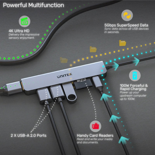 Unitek Type-C to 7 Port Hub Dönüştürücü (H1118A)