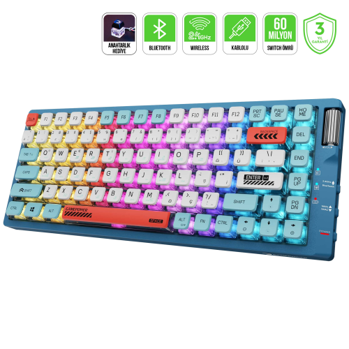 GamePower Sense TKL RGB Wireless/Bluetooth/Kablolu Mekanik Red Switch Gaming Klavye
