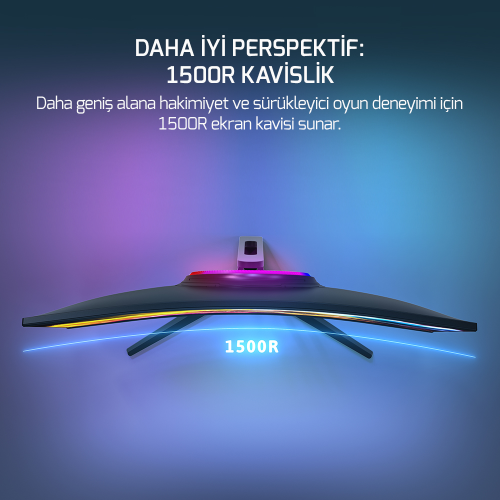 GamePower Vivid V60 27&amp;amp;#039;&amp;amp;#039; Curved RGB 240Hz 0.5ms FHD 1500R Curved 2x2W Speaker VA Gaming Monitör (Sıfır Ölü Piksel Garantili)