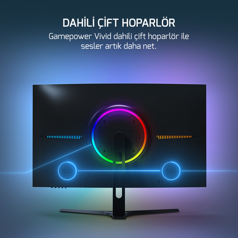 GamePower Vivid V60 27'' Curved RGB 240Hz 0.5ms FHD 1500R Curved 2x2W Speaker VA Gaming Monitör (Sıfır Ölü Piksel Garantili)